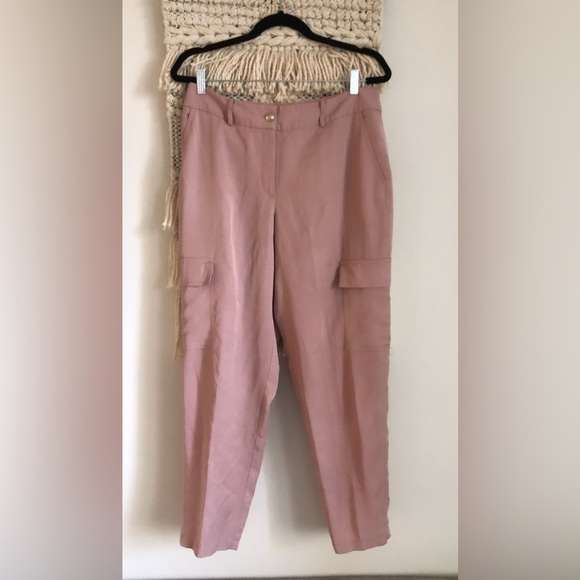 Madeleine Pants - Madeleine Blush Pink Cargo Trousers Straight Leg Pants 10